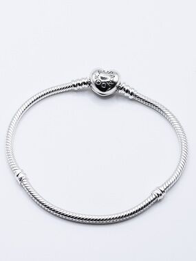 Pandora Moments Heart Clasp Snake Chain Bracelet Sterling Silver S925